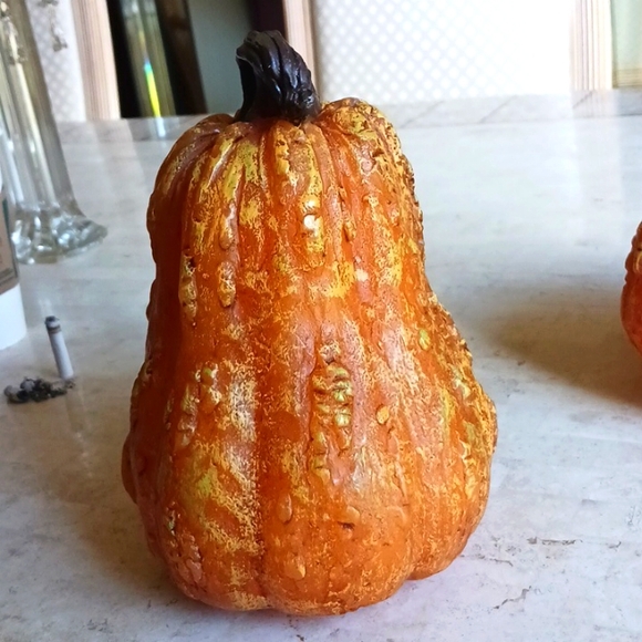 Harvest Pumpkin & Gourd set,illuminating On A Timer,/Valeri/Qvc,made Of Wax - Picture 2 of 13